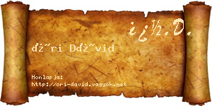 Őri Dávid névjegykártya